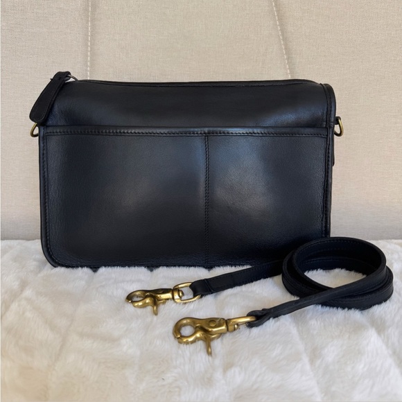 VINTAGE COACH Black Leather Companion Shoulder / Crossbody Bag Made In USA - Picture 2 of 16